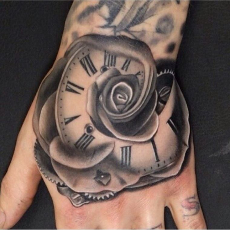 Buy Broken Clock With Roses Tattoo Design Online in India - Etsy