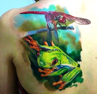 06 Frog and Dragonfly Tattoo - 40 Frog Tattoos