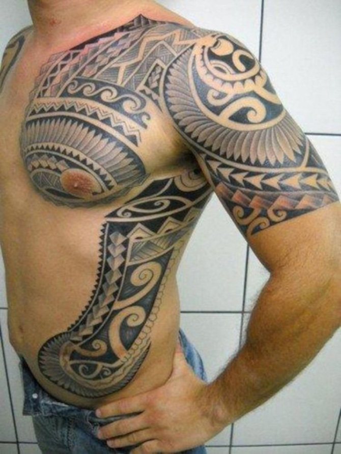 Chest and Shoulder Tattoo for Men