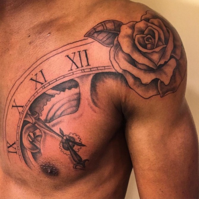 Rose Tattoo for Men on Shoulder