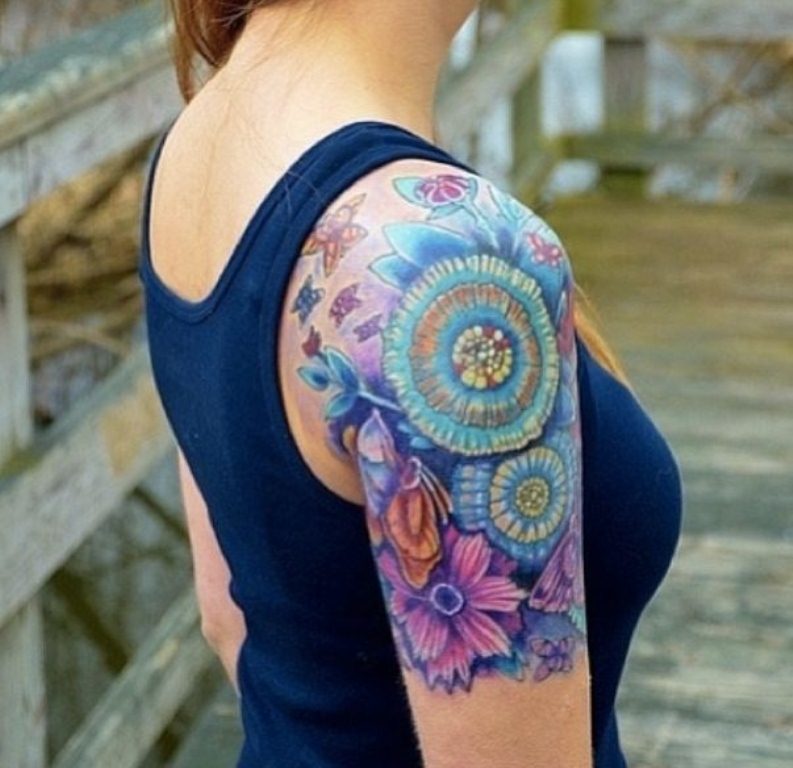 flower tattoo half sleeve designs